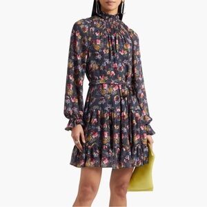 Cinq a Sept Floral Silk Daija Graphite Multi Mini Dress